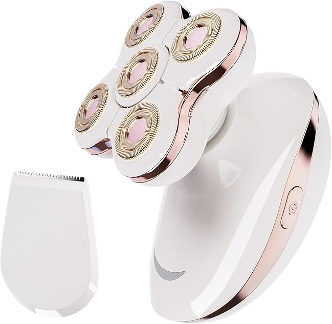 Electric Razors for Womens, 2-in-1 Best Shaver for Women, Rechargeable Trimmer with Detachable Head for Women's Legs, Bikini, Face, Lips Hairs, Cordless Wet Dry Facial Hair Removal for Women