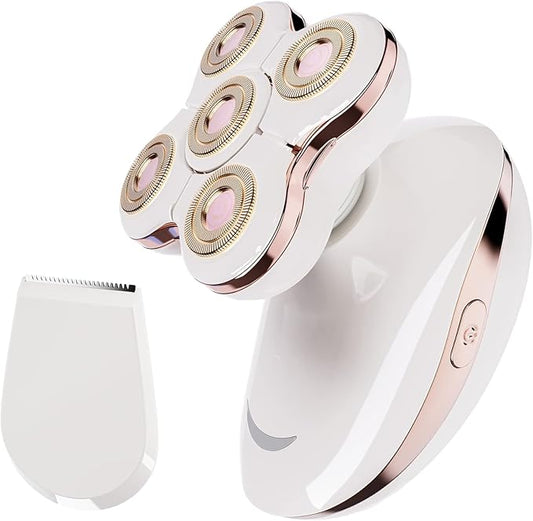 Electric Razors for Womens, 2-in-1 Best Shaver for Women, Rechargeable Trimmer with Detachable Head for Women's Legs, Bikini, Face, Lips Hairs, Cordless Wet Dry Facial Hair Removal for Women