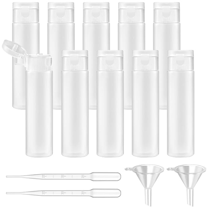 TUZAZO 10 Pack 18ml/0.6oz Small Travel Tube Bottles, Refillable Empty Plastic Mini Travel Size Squeeze Bottles for Liquid Makeup Cosmetic Toiletries