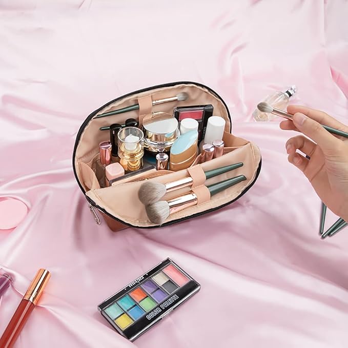 Ethereal Travel Cosmetic Bag, Large Capacity Makeup Bags for Women Stripe Make up Brush Organizer Bag