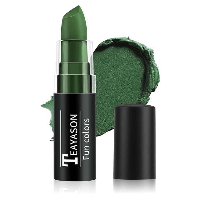Green Face Body Paint Stick, Matte Lipstick Football Baseball Eye Black Stick, Long Lasting Waterproof Green Face Makeup for Halloween St Patricks Day Witch Alien Frankenstein Makeup