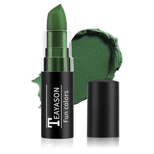 Green Face Body Paint Stick, Matte Lipstick Football Baseball Eye Black Stick, Long Lasting Waterproof Green Face Makeup for Halloween St Patricks Day Witch Alien Frankenstein Makeup