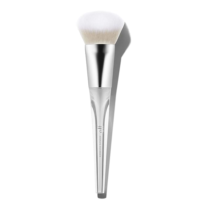 e.l.f. Precision Airbrush Blender, Angled Makeup Brush For Applying Liquids, Creams Or Powders, Creates Sheer Or Full Coverage, Vegan & Cruelty-Free