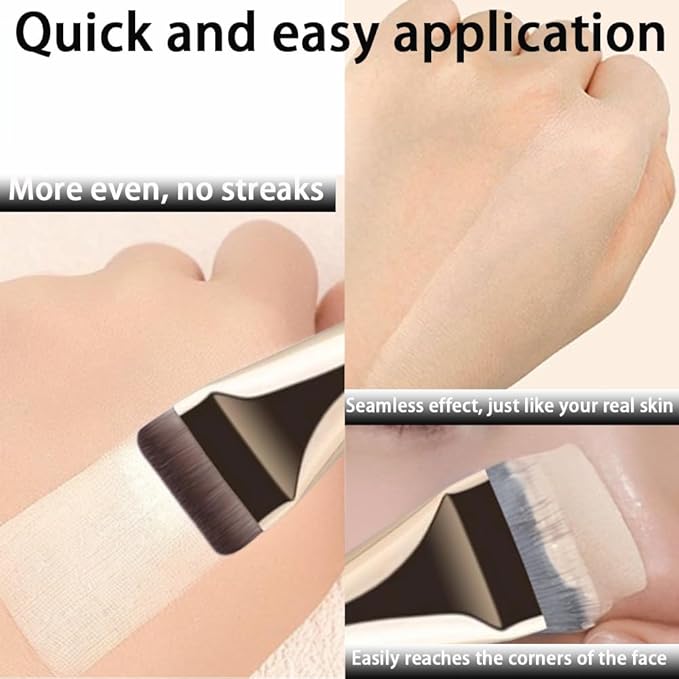 2 Count Flat Foundation Brush for Liquid makeup, Ultra Thin Face Makeup Flat Brush, Makeup Brush for Blending Mask Cream, Base Brush Tools（Orange &Orange）