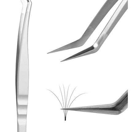 BEYELIAN Eyelash Extension Tweezers, Professional Lashes Tweezers for Make Fans, Curved Tip Stainless Steel JT10