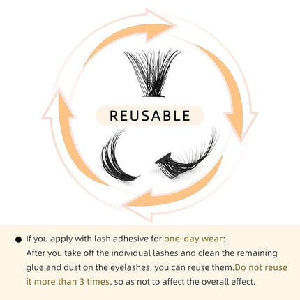 QUEWEL Cluster Lashes 240Pcs Individual Lashes 40D 0.07D Curl Mix8-14mm Lash Extensions Clusters Lashes Soft&Natural False Eyelashes Individual DIY Eyelash Extension at Home(40D 0.07D MIX8-14)