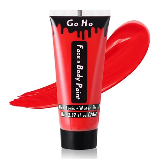 Go Ho Red Face Body Paint Washable(2.37oz/pc),Water Based Cream Face Paint,Devil/Clown Nose Red Body Paint for Halloween SFX Cosplay Costumes Festivals Makeup