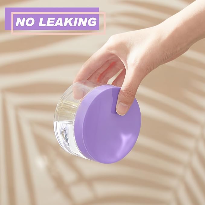 Dandat 24 Pcs 8 oz Plastic Jar Container with Lid and Label Refillable Empty Round Clear with Purple PET Cosmetic Sample Containers for Lotion, Cream, Ointments, Body Butter, Makeup, Travel Storage