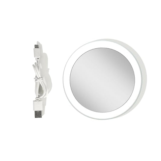 Zadro LED Lighted Compact Mirror with Magnification, Multi Light Color Touch Control, Rechargeable Battery, Travel Mirror Pouch Included (White, 3X / 4" Dia Width / 3.2" Dia Mirror)