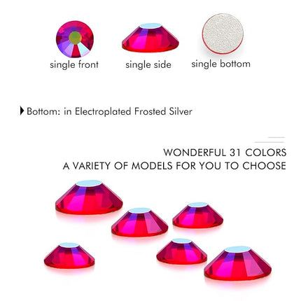 1440Pcs Red Ab Crystal Rhinestones,Glass Flatback Rhinestones Gemstones for Nail Face Makeup Art Crafts Clothes Decoration -(SS16,4.0mm,Red Ab)