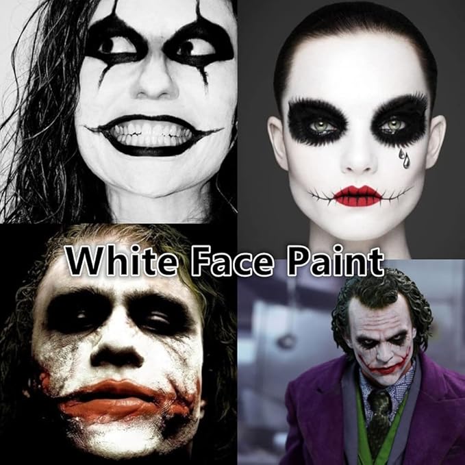 Go Ho Black and White Face Body Paint for Halloween Makeup,Cream to Gel Highly Pigmented Water Based Body Paint,Cosplay SFX Skeleton Vampire Zombie Clown Makeup
