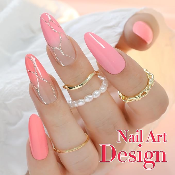 Double Rhythm 6 Pcs 15 ML Gel Polish Set Same Color Same Bottle Soak Off Gel Polish Kit Nail Art Manicure Salon DIY at Home for Women (Light Pale Peach Pink Orange Rose-T6-19)