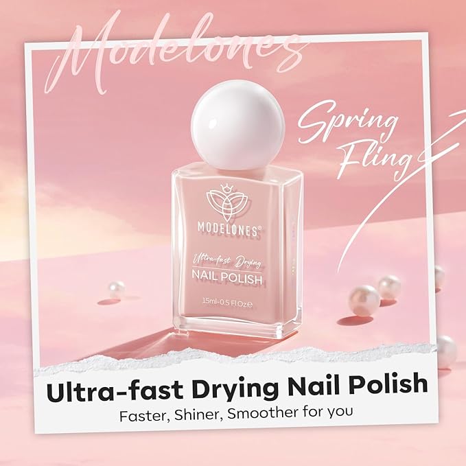 modelones Jelly Nude Nail Polish, 15 ml Jelly Natural Pink Translucent Color Quick Dry Nail Lacquer Strengthener Long Last Shine Fingernail Toe Nail Art DIY Home Travel Manicure Gift for Women Girls