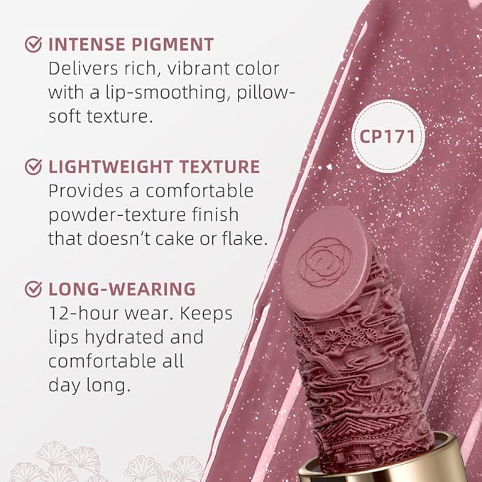 Catkin Moist Lipstick Hydrating High Impact Color Infused with Vitamin E and Avocado Oil Smooth Soft Texture Long Lasting Glow Finish 171