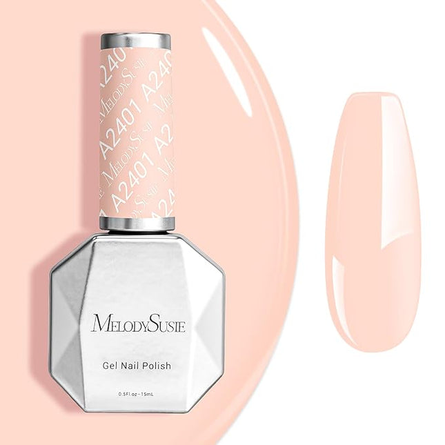 MelodySusie 15ML Nude Pink Gel Nail Polish,Nails Soak Off UV LED Milky Nude Gel Polish Gift for Women Nail Art Manicure Salon DIY Nail Design Decoration at Home-A2401
