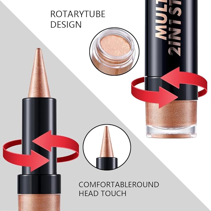 AMY'S DIARY Golden Sand Eye shadow & Eyeliner Stick 2-in-1, Cream Eyeshadow Pencil + Gel Eyeliner | Waterproof, Smudge-Proof Eye Makeup Crayon for woman, Face & Lip | Twist-Up Eye Shadow Pen