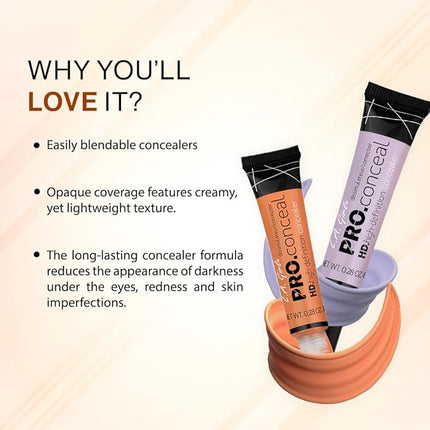 L.A. Girl HD Pro.Conceal, Lavender Corrector GC993 (Pack of 2)