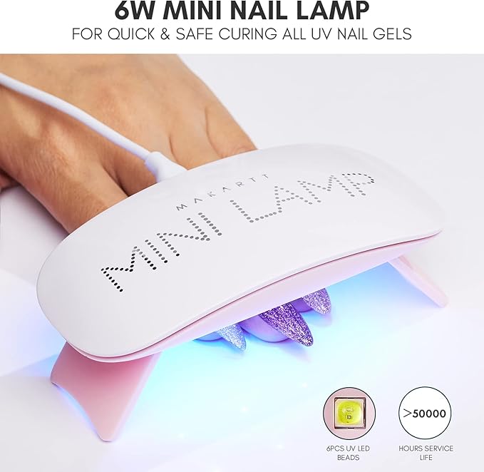 Makartt UV LED Nail Lamp: UV Light for Gel Nails, 6W Mini USB Portable Lamp Fast Drying Gel Polish Curing Light 60S Timer Dryer Manicure Salon Home DIY