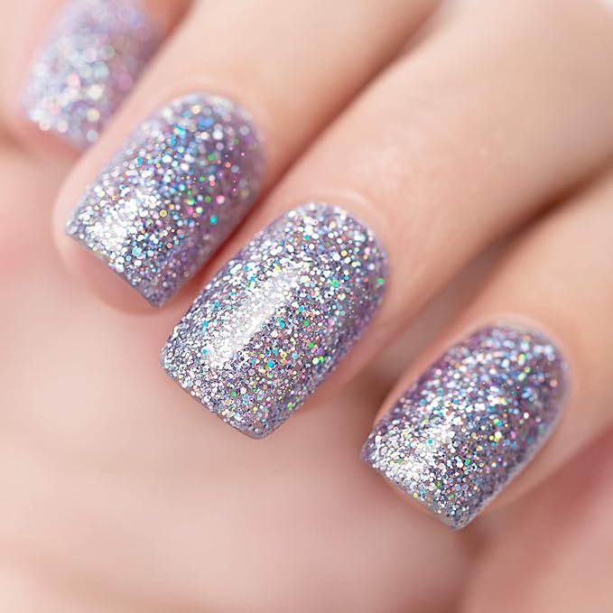 RARJSM Glitter Gel Nail Polish Diamond Blue Sparkly Holographic Iridescent Gel Polish Soak off L e d U V Curing Required Long Lasting High Pigment for Home Salon Manicure Nail Art 15ml