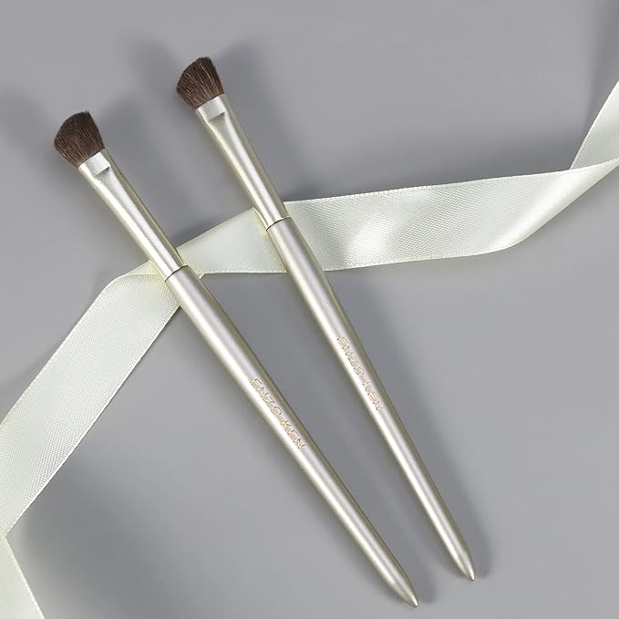 Natural Pony Hair Eye Shadow Brush by ENZO KEN, Small Nose Contour Brush, Angled Eyeshadow Brush, Angled Eye Shadow Brush, Single Eyeshadow Brush, Eye Brushes, Eyeshadow Blending Brush. (Gold, E202)
