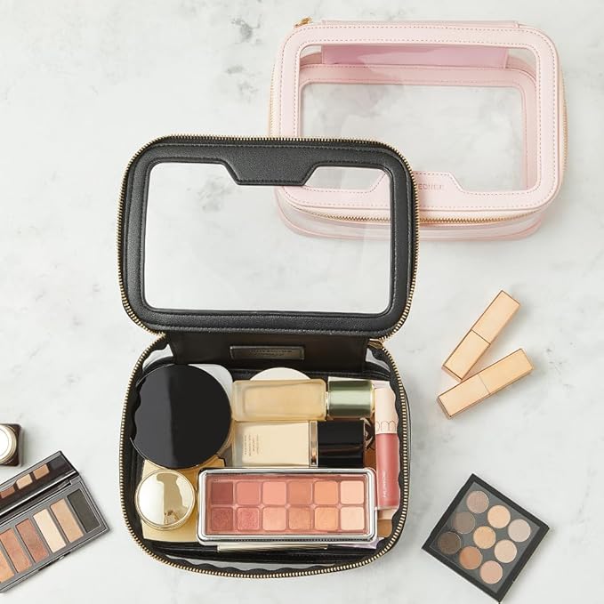 ROWNYEON Clear Makeup Case Toiletry Bag Multipurpose Travel Makeup Train Case Portable Cosmetic Organizer Transparent Storage Bag