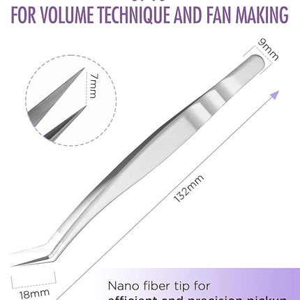 BEYELIAN Eyelash Extension Tweezers, Professional Lashes Tweezers for Make Fans, Curved Tip Stainless Steel JT10