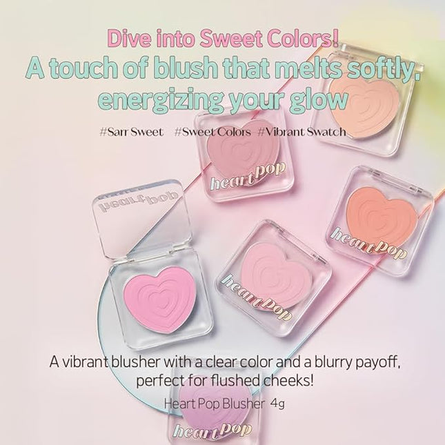 ETUDE Heart Pop Duo Blush, Strawberry Pink Cheek Colors, Soft Glow & Glossy Finish, Layering Formula, Compact 0.2 oz – Strawberry Mochi