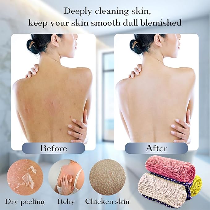 African Net Sponge with Handles 3 Pieces Long African Exfoliating Net Washcloth Bath Sponge Net Cloth Wash Net Body Back Scrubber for Shower Loofah