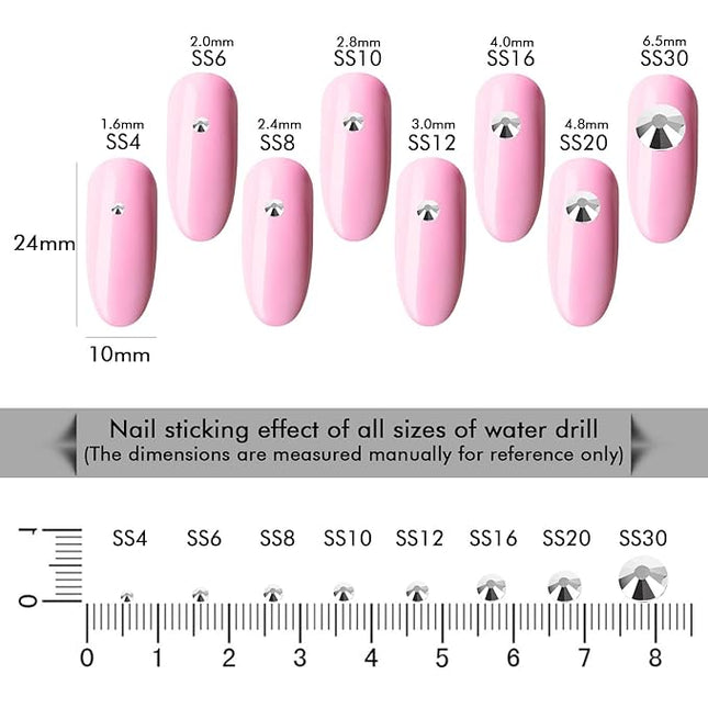 1440Pcs Silver Crystal Rhinestones,Glass Flatback Rhinestones Gemstones Small for Nail Face Makeup Art Crafts Clothes Decoration -(SS8,2.4mm,Silver)