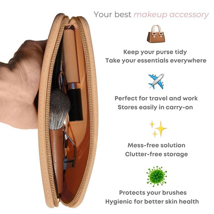 large silicone makeup brush holder travel case- A storage & makeup bag organizer for brush sets & makeup tools to protect make up accessories & bag, Rose Pink (9 * 3.15 * 1.2")