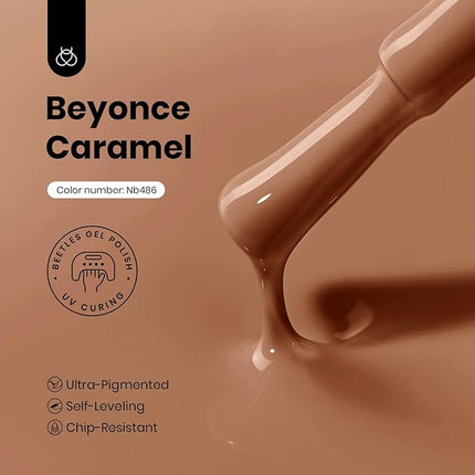 beetles Gel Polish Hema Free Brown Gel Nail Polish Soak Off Uv LED Nail Lamp 15ml DIY Home Manicure Salon Gift for Women Beyonce Caramel