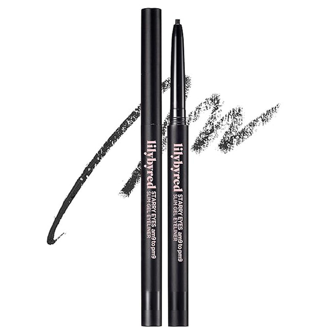 lilybyred Starry Eyes Am9 to Pm9 Slim Gel Eyeliner | Korean Ultra-Slim 2mm Gel Eyeliner, Intense Color Payoff, Creamy Formula, Easy Blending, Smudge-Proof, Long-Lasting, 0.004 oz. (01 Matt Black)