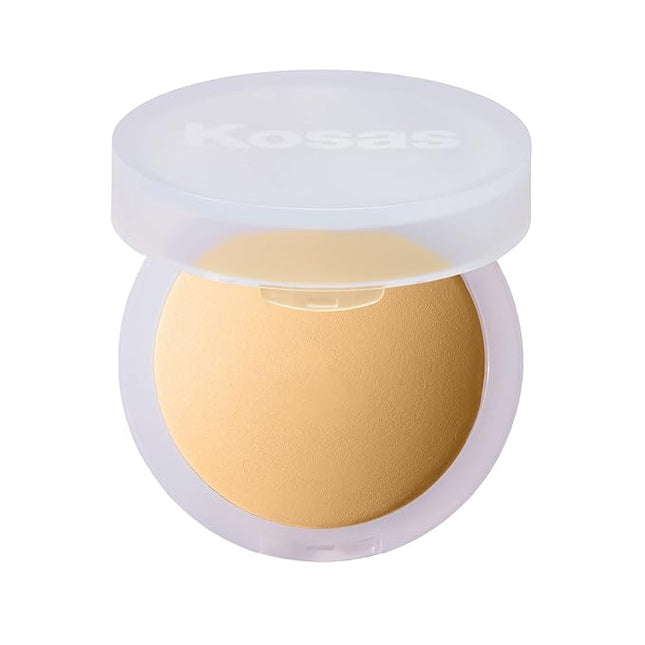 Kosas Cloud Set Face Setting Powder - Smoothing Shine Control, Soft, Sheer Translucent Makeup Finish, Portable & Long-Lasting Loose Pressed Baking Powder - Cushiony (Sheer Golden Medium)