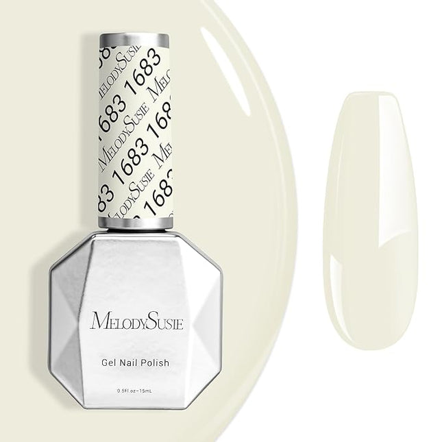 MelodySusie Milky White Gel Nail Polish,0.5fl oz Nails Soak Off UV LED Shell White Gel Polish Gift for Women Nail Art Manicure Salon DIY Nail Design Decoration at Home-1683