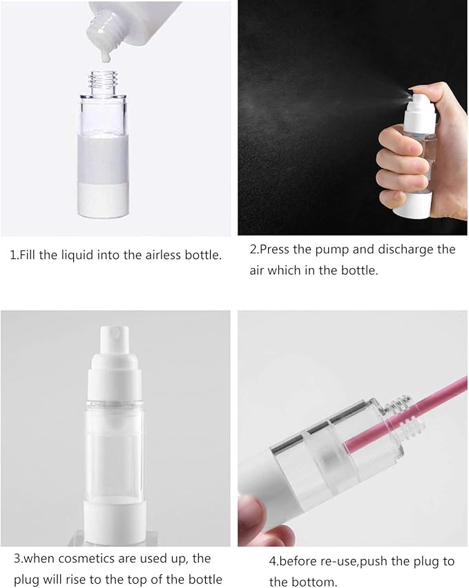 TRENDBOX 30ml / 1oz Airless Spray Bottle Refillable Travel Container for Cosmetic Makeup Water - 4 Pack