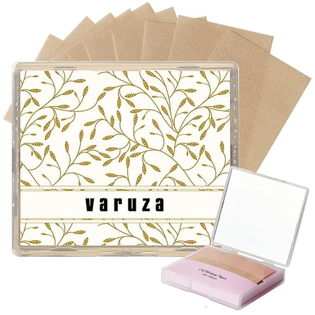 [100 Counts + Mirror Case] Natural Hemp Face Oil Blotting Paper Sheets with Makeup Mirror Case