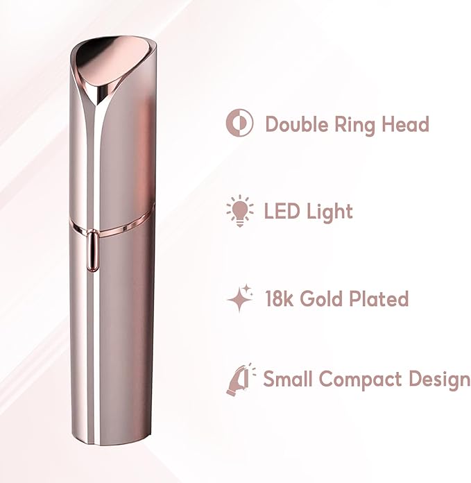 Facial Hair Removal for Women, Painless Hair Remover Device Lady Face Electric Razor for Lip, Chin,arms with USB Rechargeable Included 2 pc Replacement Heads