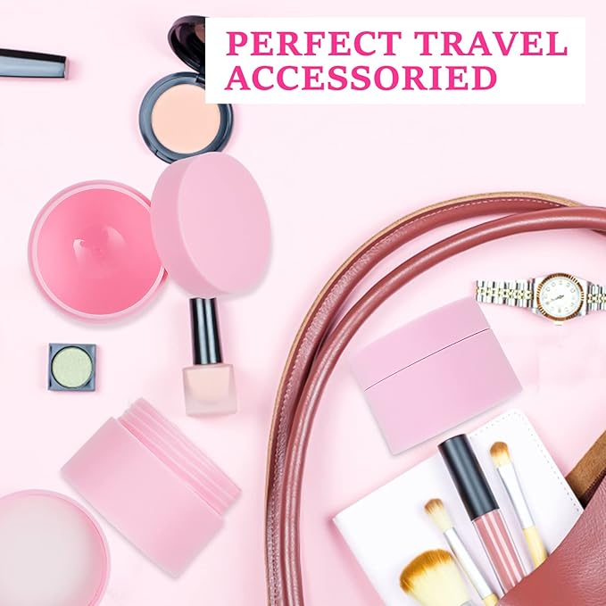 Plastic Containers Akamino White Plastic Lotion Jar with Inner Liners and Dome Lids for Make-up Cosmetic, Creams, Lotions, Refillable Travel Airtight Container Storage (1.25 Oz, 37 ML, 12 PCS, Pink)