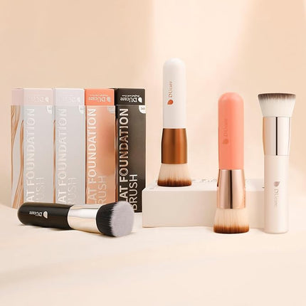 DUcare Foundation Brush,Flat Top Kabuki Brush Synthetic Professional Makeup Brush Liquid Blending Mineral Powder Buffing Stippling Makeup Tools, Rose Golden/White