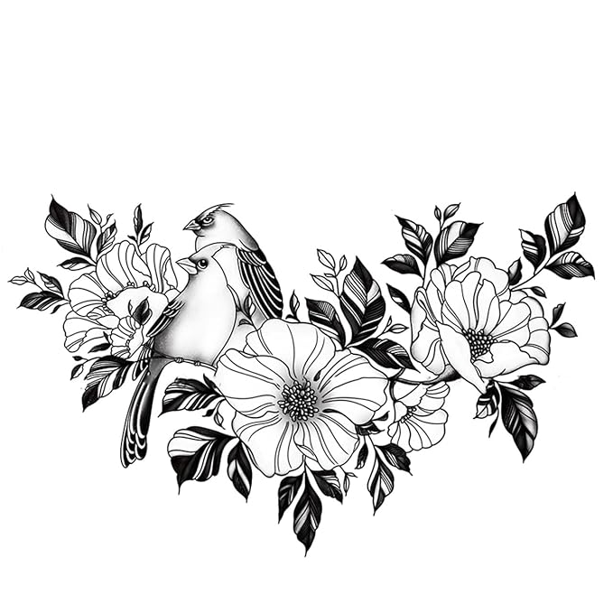 Large Temporary Tattoos Women Temporary Neck Tattoos Temporary Realistic Flower Chest Tattoo for Adults (Temporary Tattoos Sticker 3)