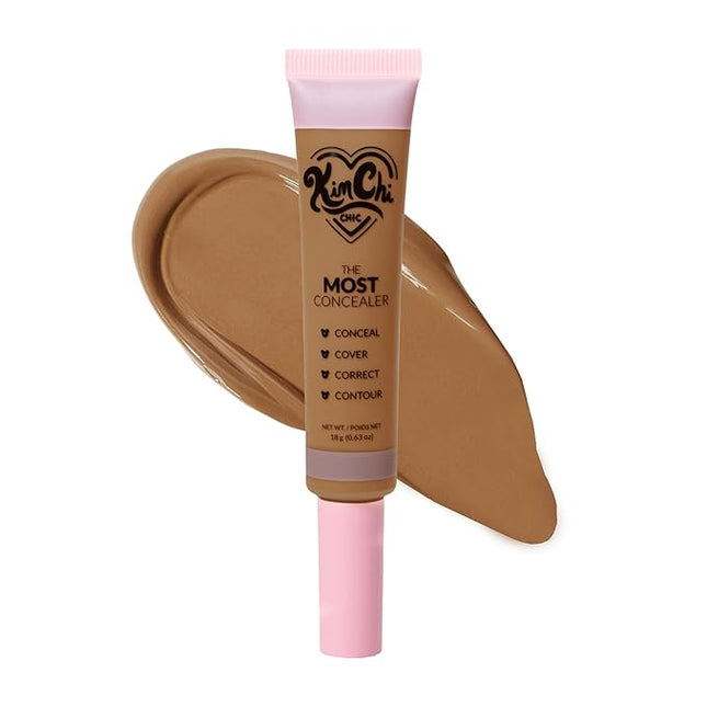 KimChiChic Beauty The Most Concealer | Full Coverage Water Resistant Multi-Use Concealer | Conceal, Correct, Contour & Highlight | Matte Satin Hybrid Finish | Brush Applicator, 0.63 oz, 15-Hazelnut