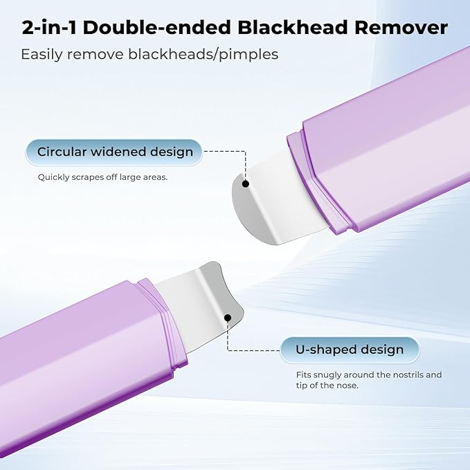 Blackhead Remover Tool Face Scrubber: PETYDOOT Double-Headed Face Spatula Skin Scrubber, Nose Pore Cleaner Blackhead Remover for Facial Deep Cleansing Skin Care Tool for Men & Women(Purple)
