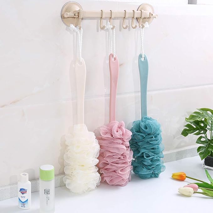 Back Scrubber for Shower,Loofah Long Handle Bath Body Brush,Soft Nylon Mesh Sponge for Shower,Loofah On a Stick for Men Women,Exfoliating Scrub Cleaning Luffa for Elderly(4Pack-4Color)