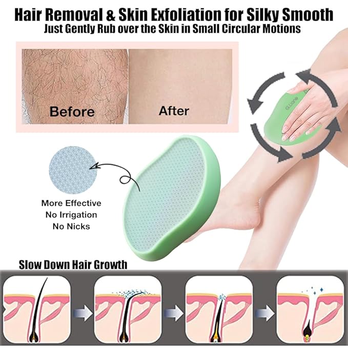 Premium Crystal Hair Eraser,Painless Exfoliation Hair Removal Epilator,Nano Glass Hair Remover for Women,Natural Gentle and Efficient Shaver Trimmer on Leg Arm(Grass Green)