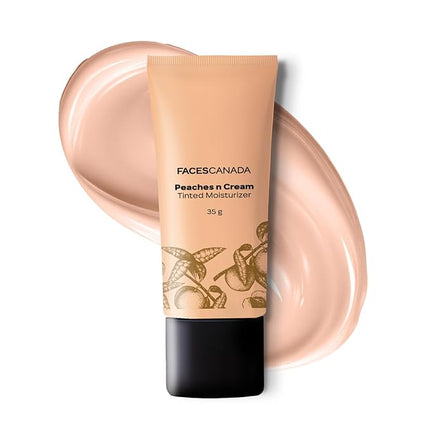 FACESCANADA Peaches n Cream Tinted Face Moisturizer | Lightweight Hydrating Formula with Natural Coverage & Radiant Glow | Blends Easily, Evens Skin Tone, Perfect for Daily Wear | 1.23 Oz (35g)