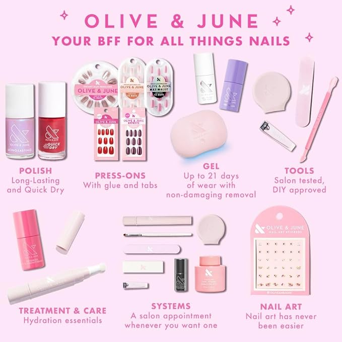 Olive & June Long Lasting Nail Polish | Plump Gel-Like Finish No Lamp Needed | Lasts up to 10 days | Salon-Quality Color at Home | 15-Free, Vegan & Cruelty-Free Chip-Resistant Shine | HZ | Dusty Rose