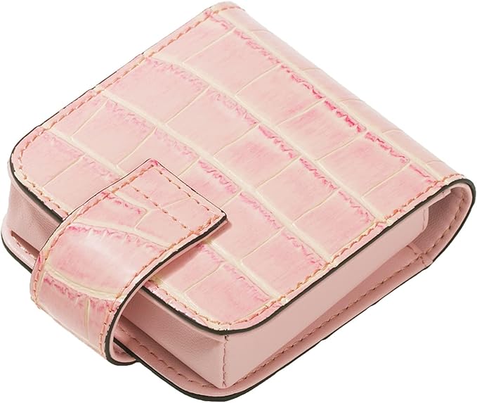 Cockatoo Leather Lipstick Case with Mirror, Women's Portable Lipstick Pouch Travel Cosmetic Bag, Mini Cosmetic Bag (Bright Red)