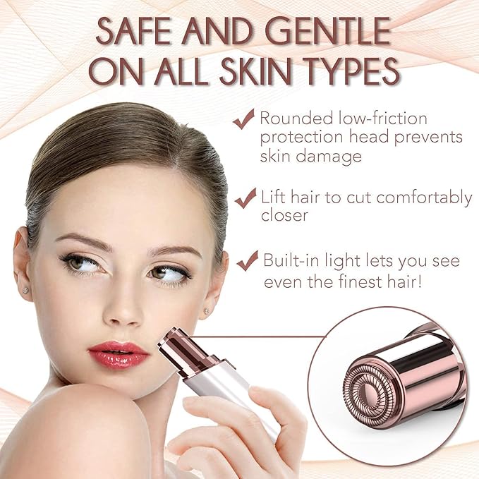 Electric Painless Hair Remover, Facial Hair Removal for Women - as Seen on TV Face Shaver, Hair Removal Device with 2 Replacement Heads