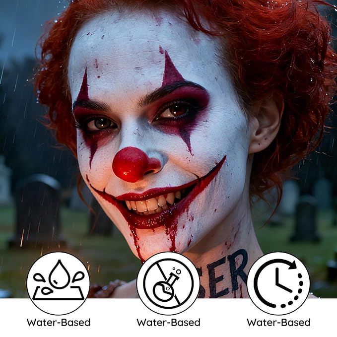 White Face Paint - Professional Water-Based Non-Toxic Body Painting for Skeleton Vampire Clown Halloween SFX Cosplay, Cream Formula Washable paint for Costume Party Theater Stage Performance