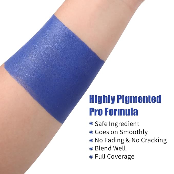 Blue Face Paint Stick, Portable Eye Black Stick for Sports, Full-coverage Cream Face Paint for Halloween SFX Makeup Cosplay Joker Costume Parties, Cream Grease Sticks